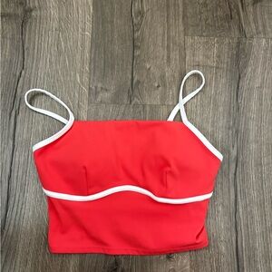 JoyLab Red Crop Top with White Trim